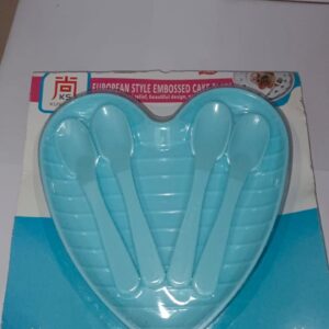 Hear Shape Feeding Plate with 4 Spoons