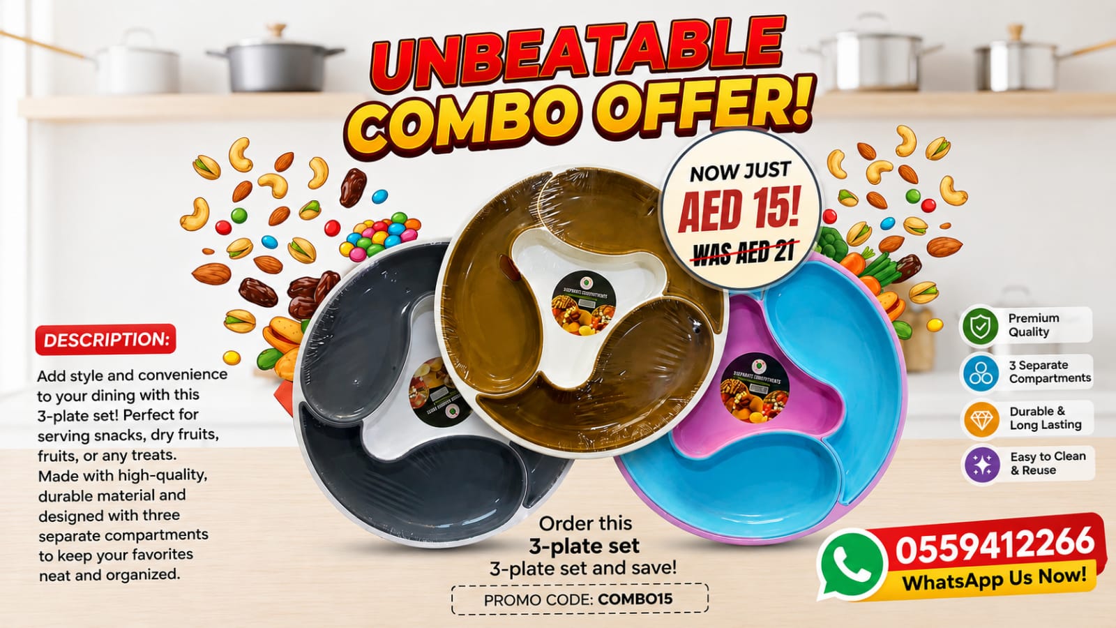3 multipurpose dolphin trays