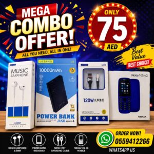 Powerbank charger headphones with keypadphone combo