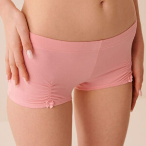 Bow & Ruched Cotton Boyshorts