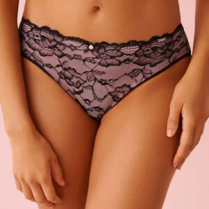 Microfiber and Lace Sleek Back Bikini Brief