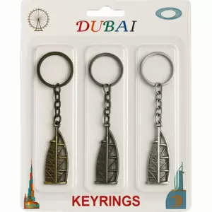 Dubai Souvenir Metal Keychain Dubai Landmark Design- 3p...