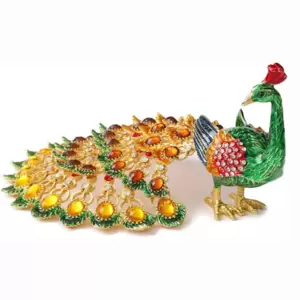 Crystal Enameled Wide Open Peacock Wings Down Figurine ...