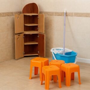 PROMO - 2 Pcs Bathroom Shelves, 4 Pcs of Stool and 1 Mop bucket with broom and stick