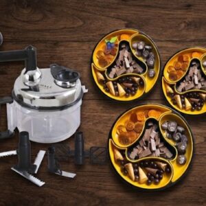 PROMO - 1 Pc Four Blade Chopper and 3 Pc of three-compartment tray featuring removable inserts