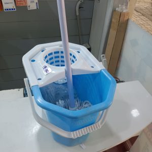 Mop bucket with broom and iron