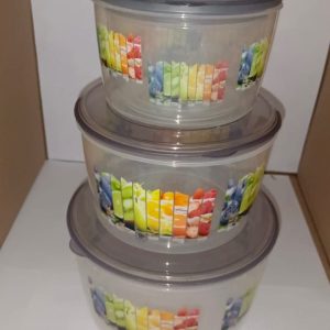3 Pc printed round shape food container