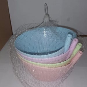 4 Pcs food and liquid bowl with straw