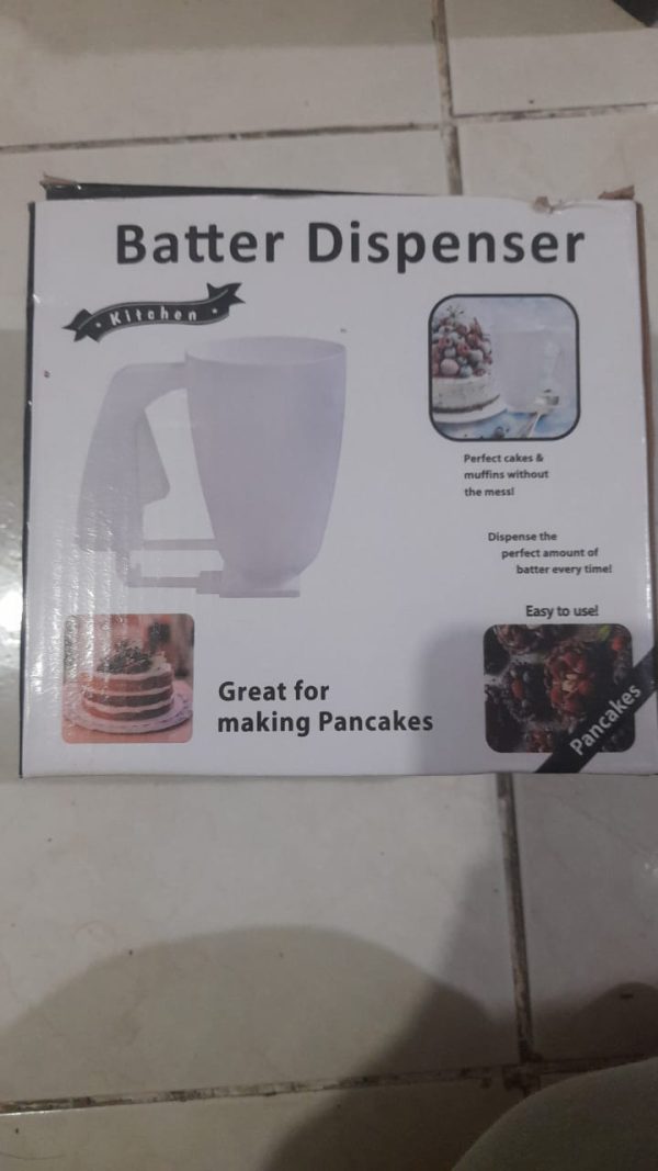 Pancake and cupcake batter dispenser, baking tool, with squeeze handle, used for making cakes, meatballs and other food gadgets